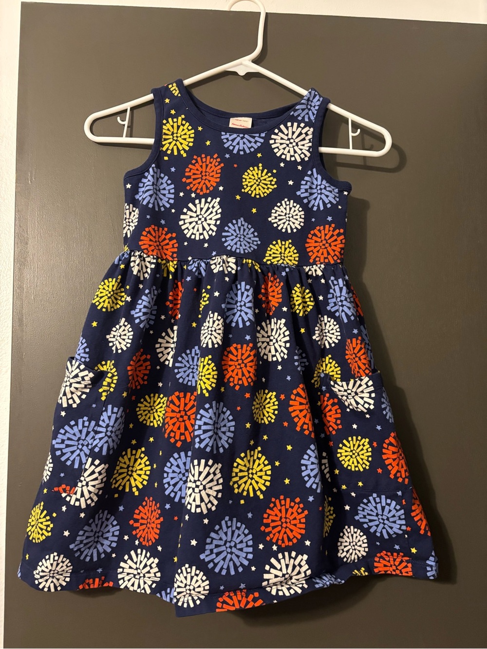 Hanna Andersson Navy Firework Print Sundress - Blue, Red, Yellow, White